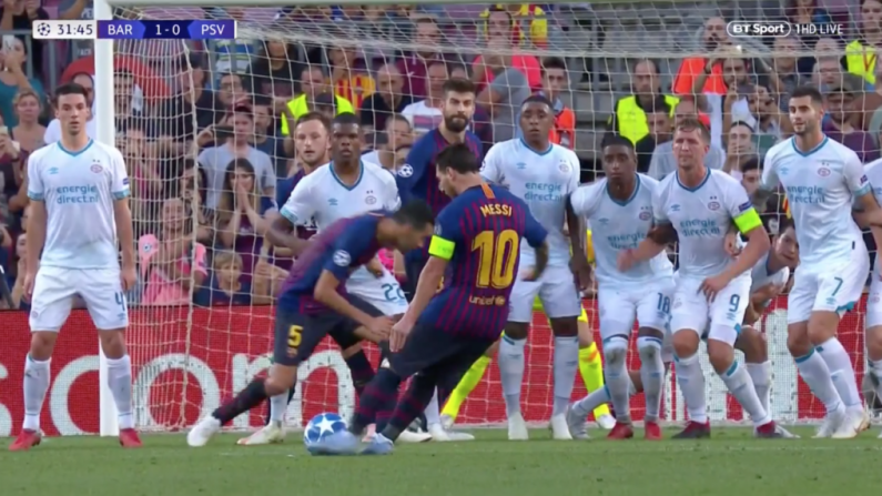 Watch: Sumptuous Lionel Messi Free Kick Gives Barca Lead Against PSV