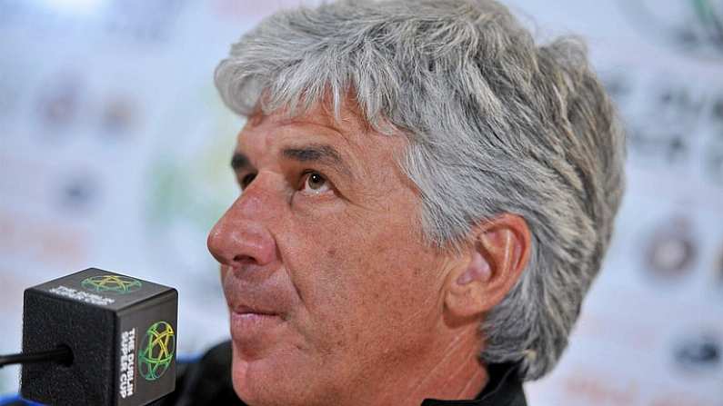 30 July 2011; Gian Piero Gasperini, Inter Milan manager, during a post match press conference. Dublin Super Cup, Post Match Press Conference, Inter Milan v Glasgow Celtic FC, Aviva Stadium, Lansdowne Road, Dublin. Picture credit: David Maher / SPORTSFILE