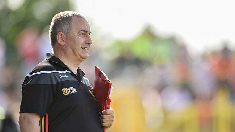 23 June 2018; Carlow manager Turlough O'Brien during the GAA Football All-Ireland Senior Championship Round 2 match between Carlow and Tyrone at Netwatch Cullen Park in Carlow. Photo by Matt Browne/Sportsfile