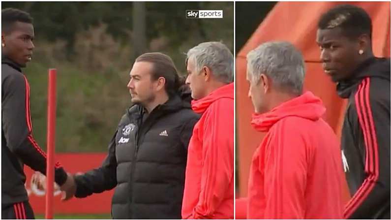 Watch: Paul Pogba Left Visibly Perplexed By Mourinho's Icy Treatment