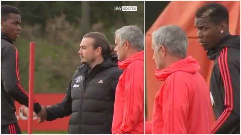 Watch: Paul Pogba Left Visibly Perplexed By Mourinho's Icy Treatment
