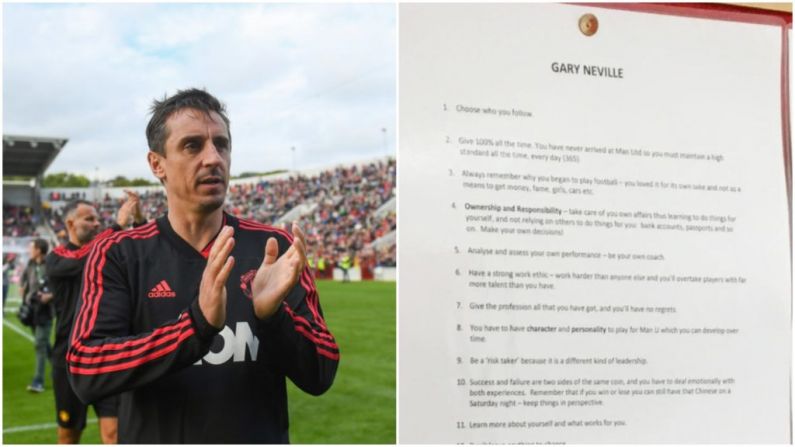 Gary Neville Has 14 Pieces Of Advice For Aspiring Man United Players