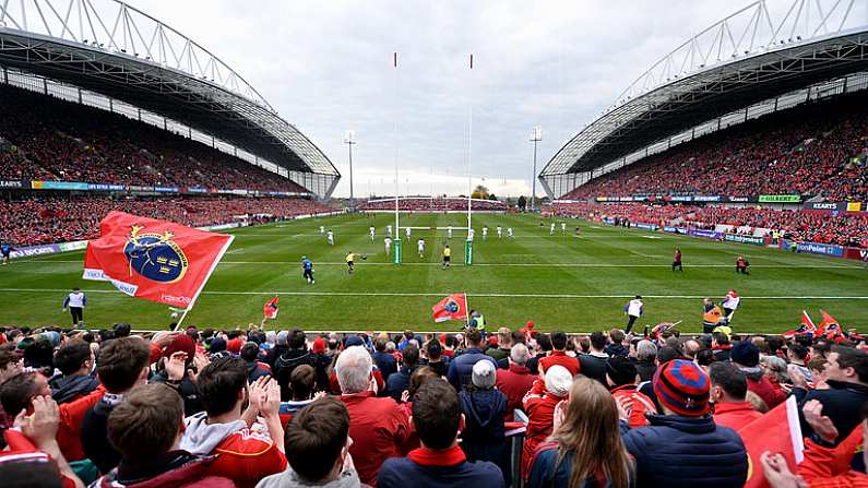 22 October 2016; A general view of Thomond Park after Tyler Bleyendaal of Munster converted his own try during the European Rugby Champions Cup Pool 1 Round 2 match between Munster and Glasgow Warriors at Thomond Park in Limerick. Photo by Diarmuid Greene/Sportsfile