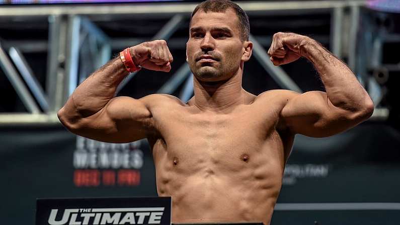 10 December 2015; Artem Lobov weighs in ahead of his featherweight bout against Ryan Hall. The Ultimate Fighter Finale: Weigh-In, MGM Grand Garden Arena, Las Vegas, USA. Picture credit: Ramsey Cardy / SPORTSFILE