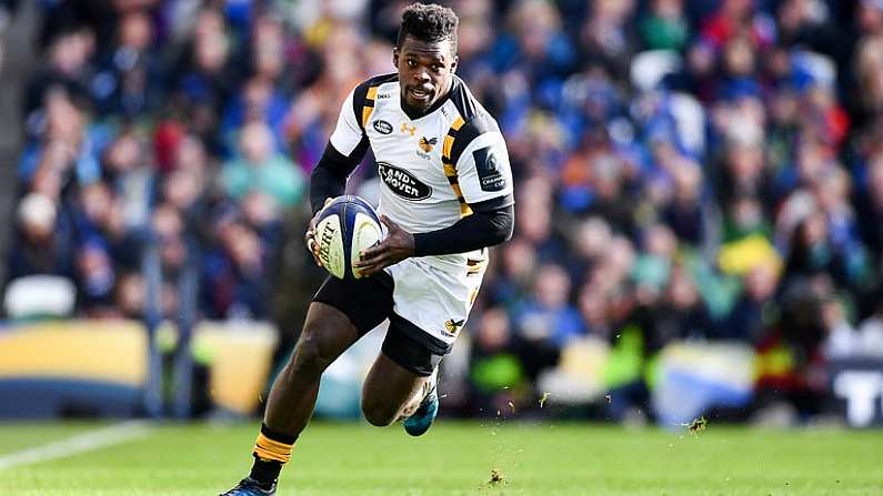 1 April 2017; Christian Wade of Wasps during the European Rugby Champions Cup Quarter-Final match between Leinster and Wasps at Aviva Stadium in Dublin. Photo by Ramsey Cardy/Sportsfile