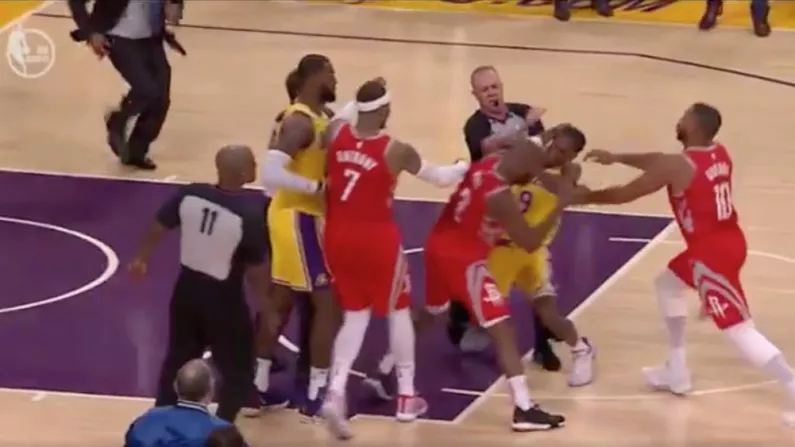 Watch: Lakers-Rockets Brawl Overshadows LeBron James' Home Debut