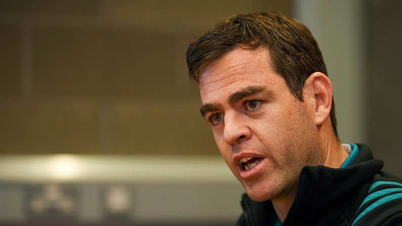 22 October 2018; Head coach Johann van Graan during a Munster Rugby press conference at the University of Limerick in Limerick. Photo by Diarmuid Greene/Sportsfile