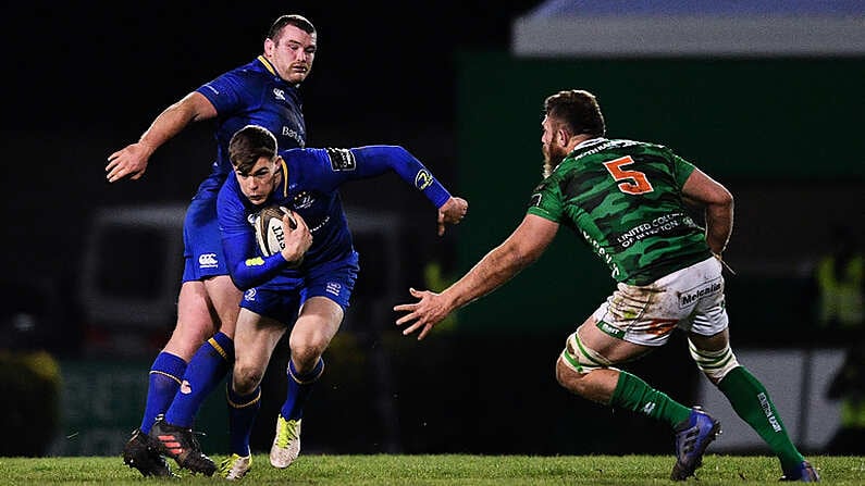 2 December 2017; Garry Ringrose of Leinster is tackled by Irne Herbst of Benetton during the Guinness PRO14 Round 10 match between Benetton and Leinster at the Stadio Comunale di Monigo in Treviso, Italy. Photo by Ramsey Cardy/Sportsfile