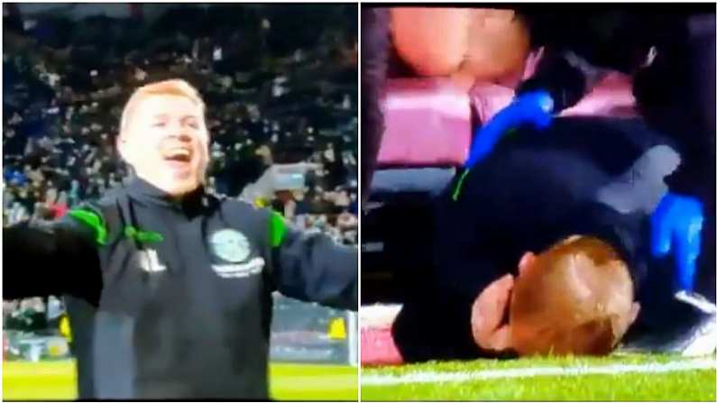 Watch: Hibs' Neil Lennon Struck By Item Thrown From The Hearts Crowd