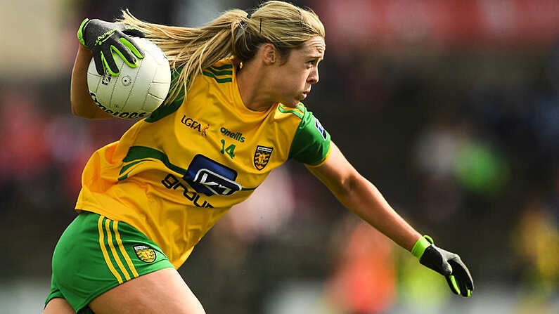 25 August 2018; Yvonne Bonner of Donegal during the TG4 All-Ireland Ladies Football Senior Championship Semi-Final match between Cork and Donegal at Dr Hyde Park in Roscommon. Photo by Piaras O Midheach/Sportsfile