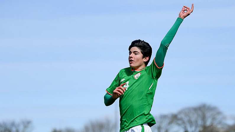 5 April 2018; Anselmo Garcia MacNulty of Republic of Ireland during the U15 International Friendly match between Republic of Ireland and Czech Republic at St Kevin's Boys FC, in Whitehall, Dublin. Photo by Stephen McCarthy/Sportsfile