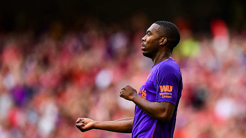 4 August 2018; Daniel Sturridge of Liverpool celebrates after scoring his side's fourth goal during the Pre Season Friendly match between Liverpool and Napoli at the Aviva Stadium in Dublin. Photo by Seb Daly/Sportsfile