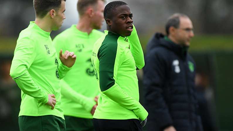 14 November 2018; Michael Obafemi during a Republic of Ireland training session at the FAI National Training Centre in Abbotstown, Dublin. Photo by Stephen McCarthy/Sportsfile