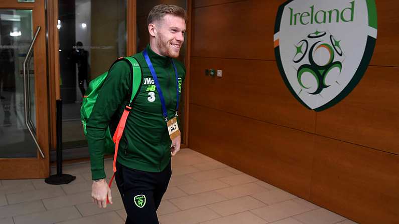 15 November 2018; James McClean of Republic of Ireland arrives prior to the International Friendly match between Republic of Ireland and Northern Ireland at the Aviva Stadium in Dublin. Photo by Stephen McCarthy/Sportsfile