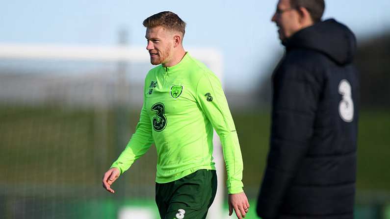 13 November 2018; James McClean and Republic of Ireland manager Martin O'Neill during a Republic of Ireland training session at the FAI National Training Centre in Abbotstown, Dublin. Photo by Stephen McCarthy/Sportsfile