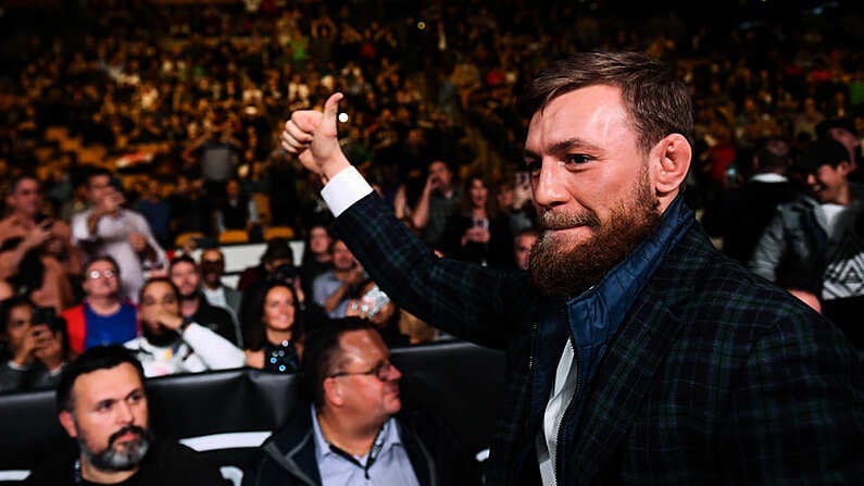 20 October 2018; UFC fighter Conor McGregor in attendance at the TD Garden for the vacant WBO Middleweight title bout between Demetrius Andrade and Walter Kautondokwa in Boston, Massachusetts, USA. Photo by Stephen McCarthy/Sportsfile