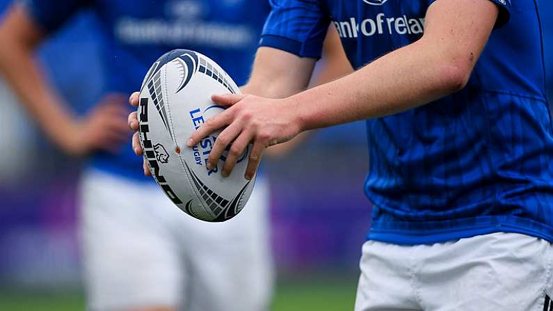 8 September 2018; A general view of a rugby ball during the U19 Interprovincial Championship match between Leinster and Munster at Energia Park in Dublin. Photo by Piaras O Midheach/Sportsfile