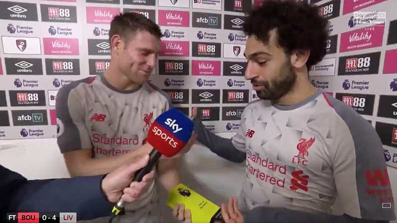 Watch: Classy Mo Salah Gives Up MOTM Award To James Milner