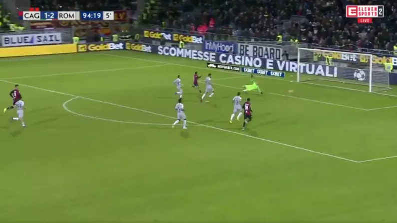 Watch: Crazy Scenes As 9-Man Cagliari Claw Back 2-0 Roma Deficit