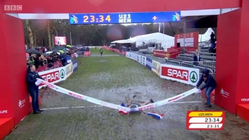 Knee Slide Celebration Goes Wrong For Frenchman At Euro Cross Country Champs
