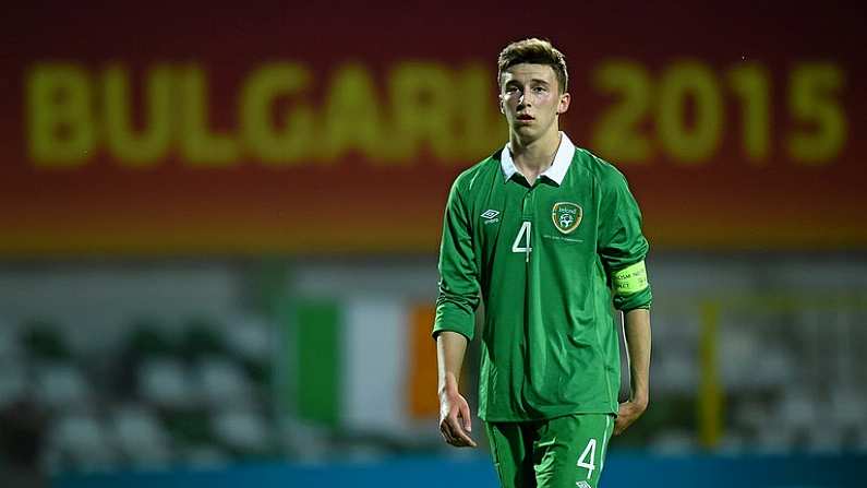 13 May 2015; Conor Masterson, Republic of Ireland, following his side's defeat. UEFA European U17 Championship Finals Group D, Republic of Ireland v England, Stara Zagora, Bulgaria. Picture credit: Pat Murphy / SPORTSFILE