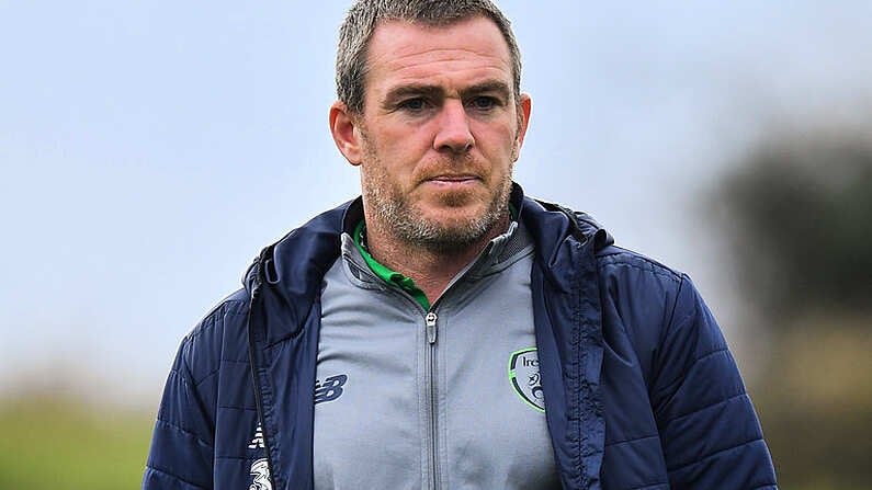 16 November 2018; Republic of Ireland assistant coach Richard Dunne prior to the U16 Victory Shield match between Republic of Ireland and Scotland at Mounthawk Park in Tralee, Kerry. Photo by Brendan Moran/Sportsfile