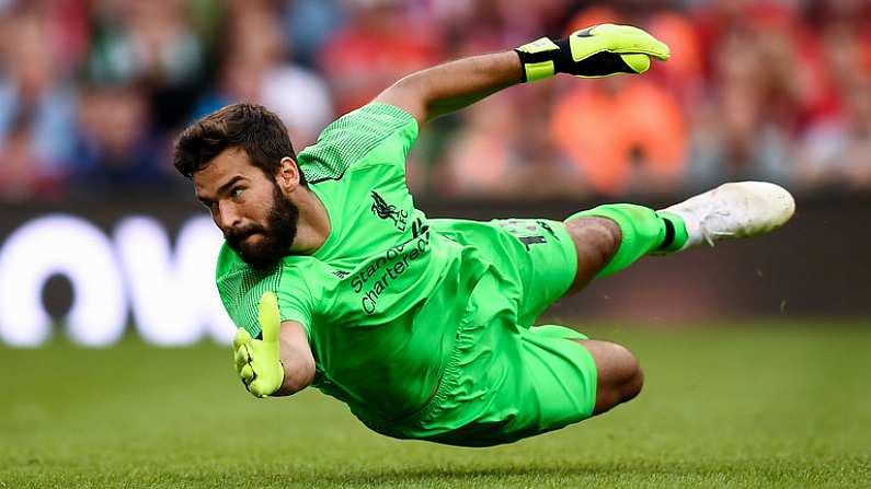 4 August 2018; Alisson Becker of Liverpool during the Pre Season Friendly match between Liverpool and Napoli at the Aviva Stadium in Dublin. Photo by Stephen McCarthy/Sportsfile