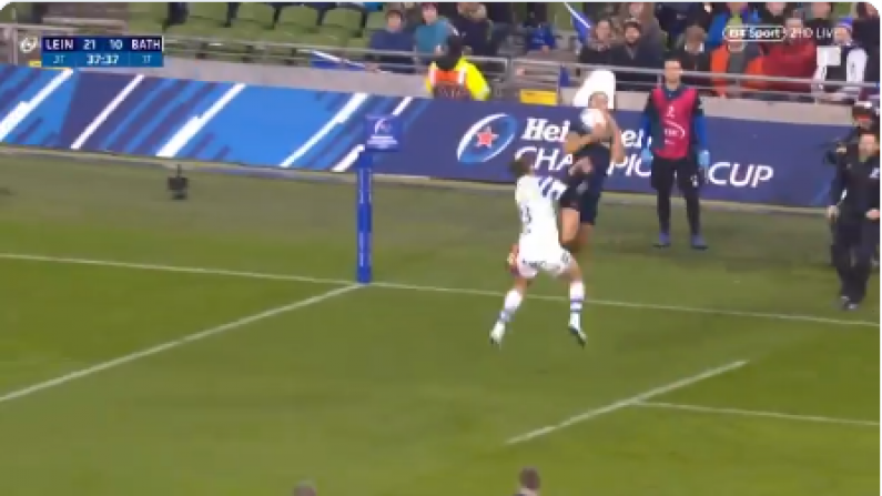 Watch: Byrne Catches Stunning Sexton Kick To Seal Bonus Point For Leinster