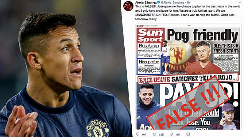 Alexis Sanchez Puts The Sun On Blast Over Mourinho Bet Claim