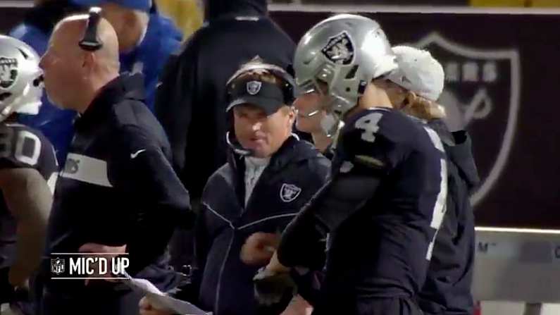 Raiders Head Coach Jon Gruden Mic'd Up Makes 5 Minutes Of Entertaining TV