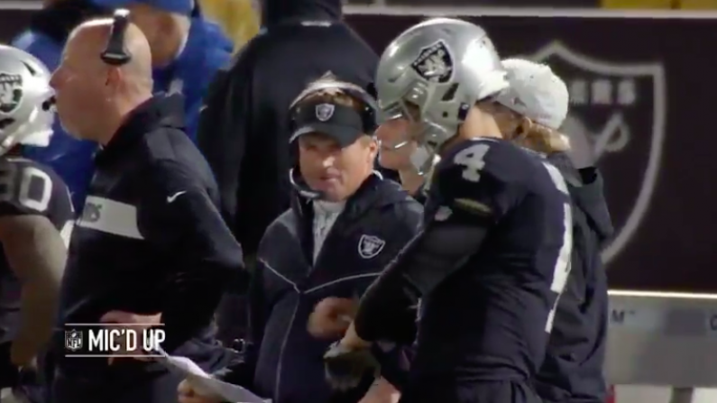 Raiders Head Coach Jon Gruden Mic'd Up Makes 5 Minutes Of Entertaining TV