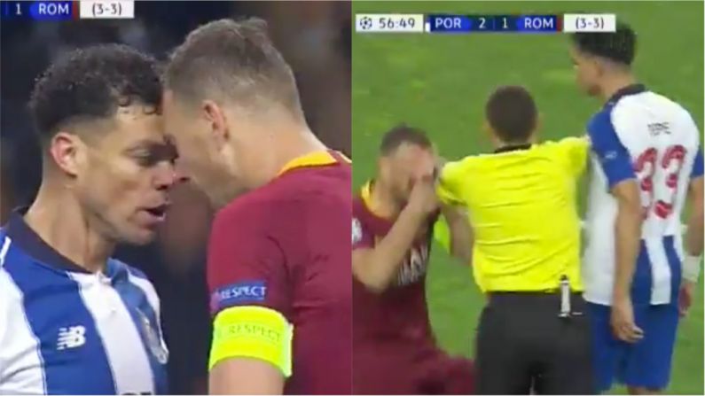 Watch: Edin Dzeko With Some Shocking Theatrics After Touching Heads With Pepe