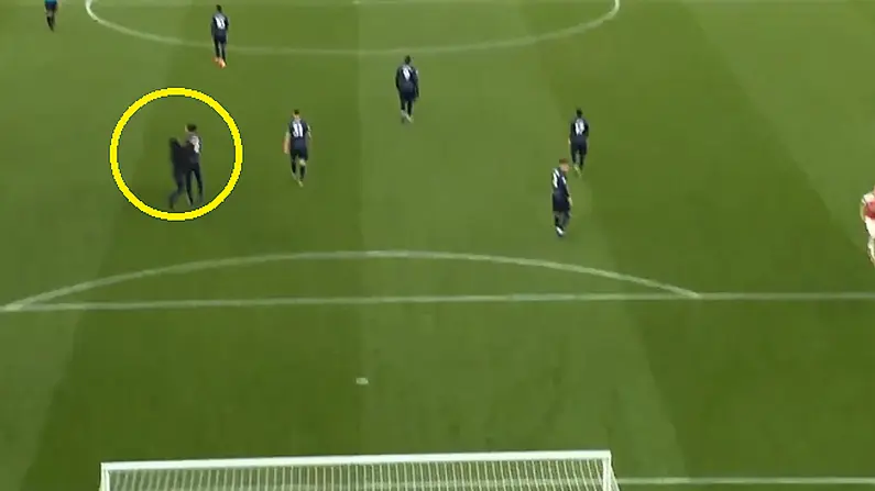 Chris Smalling Pushed By Pitch Invading Arsenal Fan During Man United's 2-0 Defeat