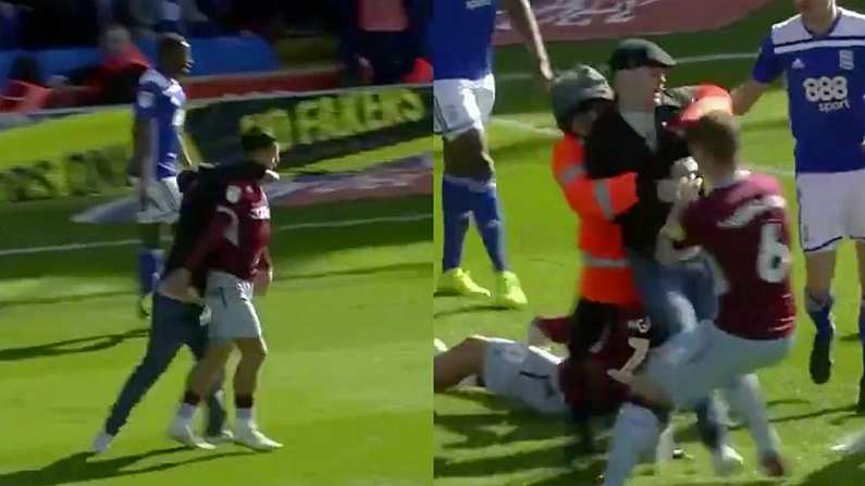 Watch: Birmingham City Fan Runs Onto Pitch And Punches Jack Grealish