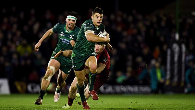 5 January 2019; Tom Farrell of Connacht is tackled by Chris Farrell of Munster during the Guinness PRO14 Round 13 match between Connacht and Munster at the Sportsground in Galway. Photo by Diarmuid Greene/Sportsfile