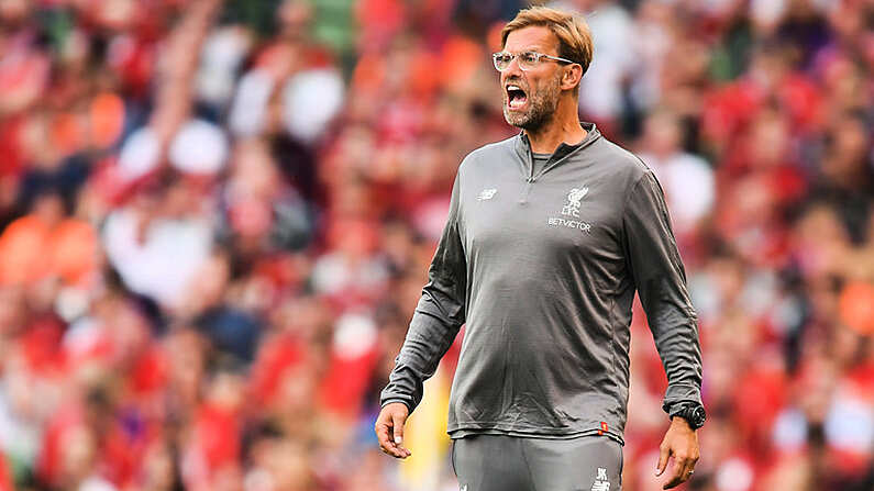 4 August 2018; Liverpool manager Jurgen Klopp during the Pre Season Friendly match between Liverpool and Napoli at the Aviva Stadium in Dublin. Photo by Stephen McCarthy/Sportsfile