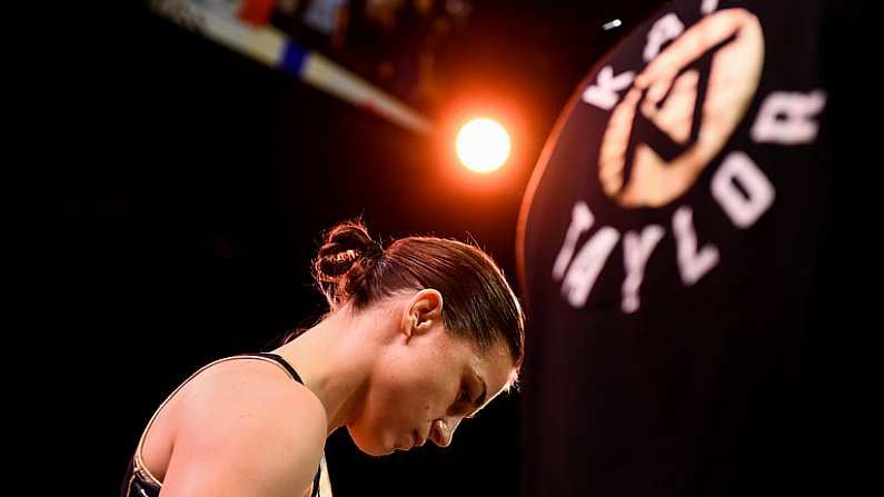 20 October 2018; Katie Taylor prior to her WBA & IBF Female Lightweight World title bout against Cindy Serrano at TD Garden in Boston, Massachusetts, USA. Photo by Stephen McCarthy/Sportsfile