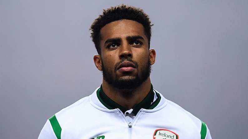 11 November 2017; Cyrus Christie of Republic of Ireland during the FIFA 2018 World Cup Qualifier Play-off 1st Leg match between Denmark and Republic of Ireland at Parken Stadium in Copenhagen, Denmark. Photo by Stephen McCarthy/Sportsfile