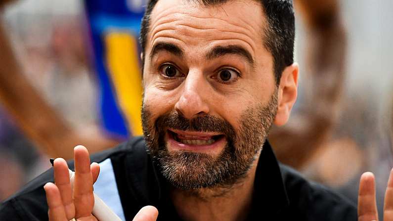 12 January 2019; UCD Marian head coach Ioannis Liapakis during the Hula Hoops Mens Pat Duffy National Cup semi-final match between UCD Marian and Belfast Star at the Mardyke Arena UCC in Cork.  Photo by Brendan Moran/Sportsfile