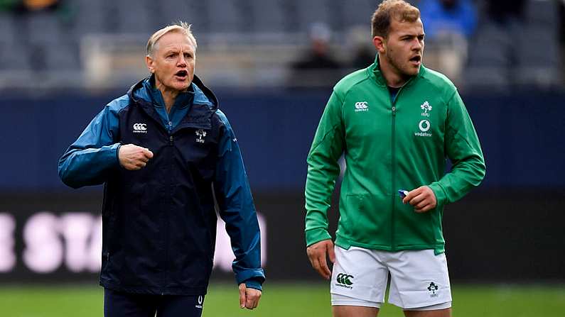 3 November 2018; Ireland head coach Joe Schmidt, with Will Addison, right, prior to the International Rugby match between Ireland and Italy at Soldier Field in Chicago, USA. Photo by Brendan Moran/Sportsfile