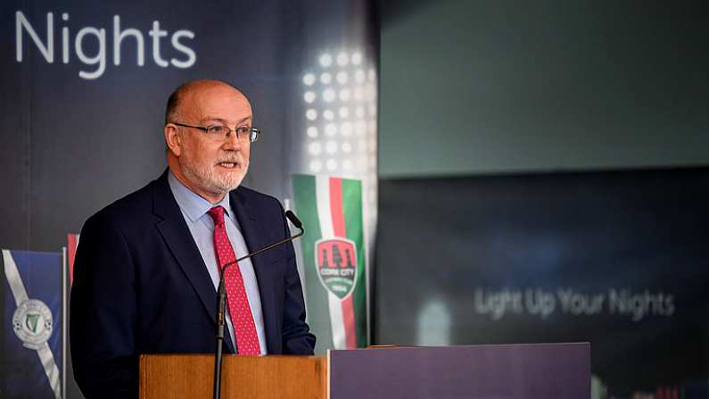 12 February 2019; Fran Gavin, FAI Director of Competitions, during the launch of the 2019 SSE Airtricity League season at the Aviva Stadium, Lansdowne Road in Dublin. Photo by Stephen McCarthy/Sportsfile