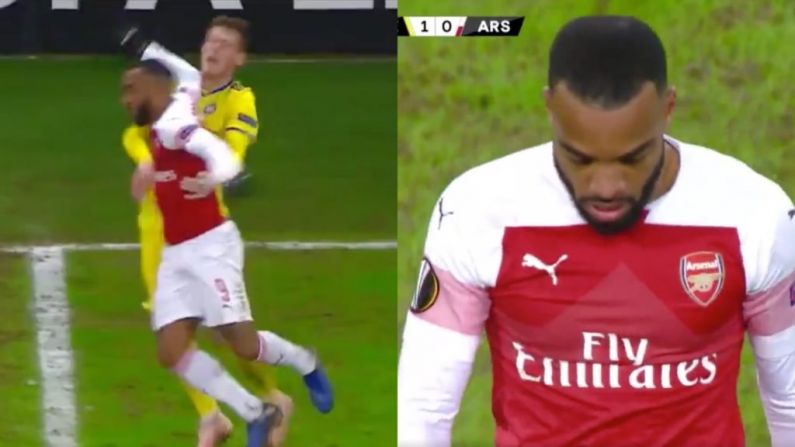 Watch: Alexandre Lacazette Sent Off For Nasty Elbow In Europa League