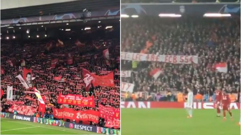 The Whole Of Anfield Applauds Bayern Fans' Banner In Support Of 'Twenty's Plenty'