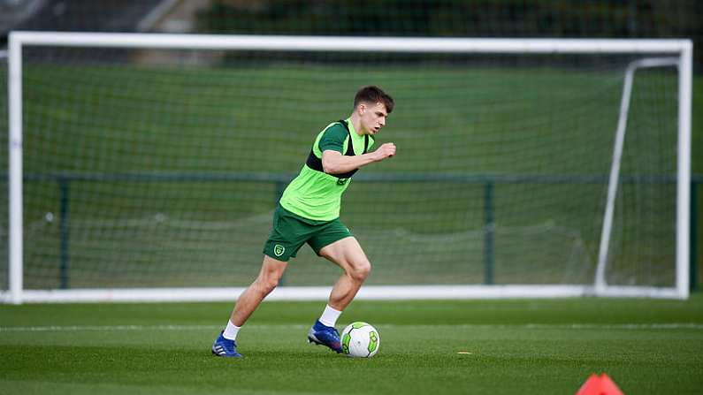 19 March 2019; Lee O'Connor during a Republic of Ireland U21's training session at the FAI National Training Centre in Abbotstown, Dublin. Photo by Stephen McCarthy/Sportsfile