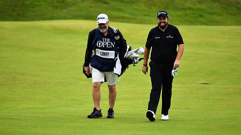 19 July 2019; Shane Lowry of Ireland smiles as he is cheered by the gallery on his way to the 18th green during Day Two of the 148th Open Championship at Royal Portrush in Portrush, Co Antrim. Photo by Brendan Moran/Sportsfile