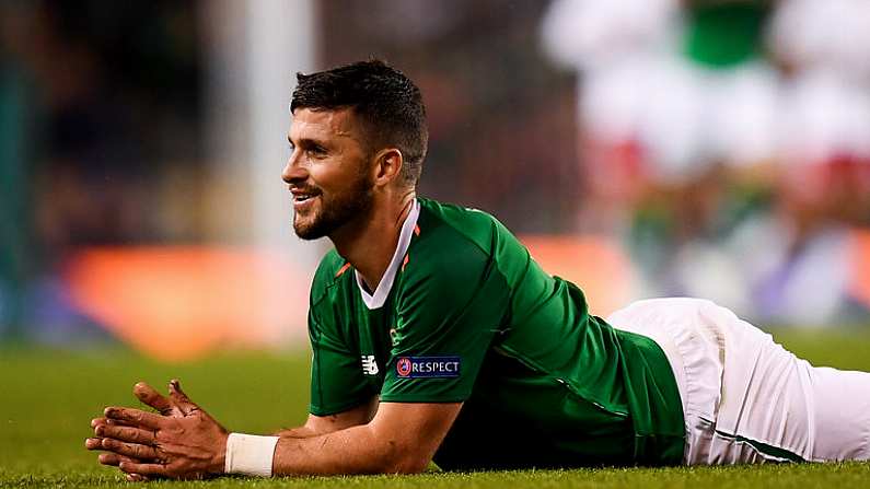 13 October 2018; Shane Long of Republic of Ireland during the UEFA Nations League B group four match between Republic of Ireland and Denmark at the Aviva Stadium in Dublin. Photo by Stephen McCarthy/Sportsfile