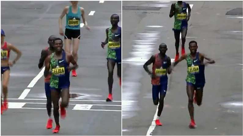 Watch: Pulsating Throw Down As Boston Marathon Victory Is Taken On The Line