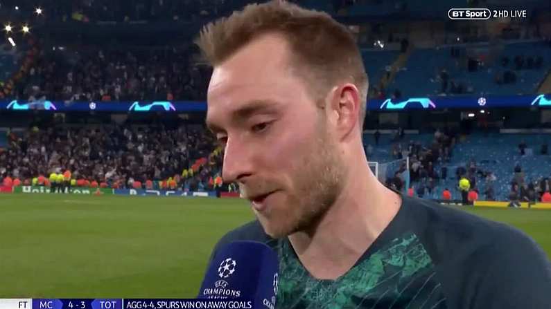 Watch: Christian Eriksen Is One Relieved Man After VAR Drama