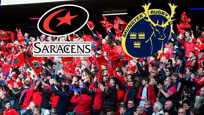 30 March 2019; Munster fans show their support during the Heineken Champions Cup Quarter-Final match between Edinburgh and Munster at BT Murrayfield Stadium in Edinburgh, Scotland. Photo by Paul Devlin/Sportsfile