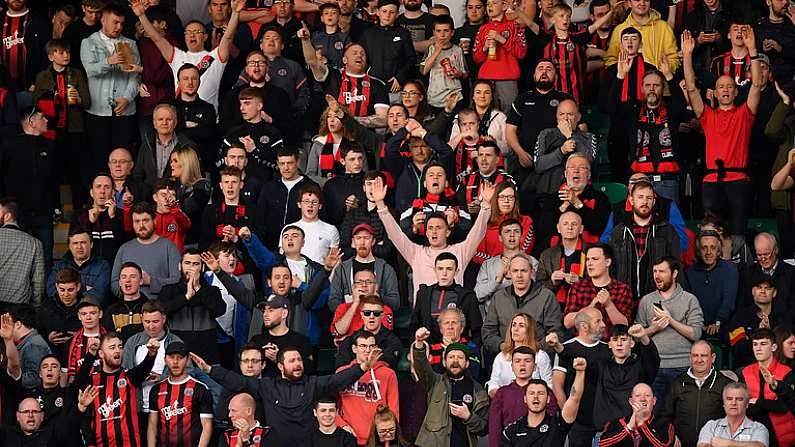 23 April 2019; Bohemians supporters during the SSE Airtricity League Premier Division match between Shamrock Rovers at Bohemians at Tallaght Stadium in Dublin. Photo by Seb Daly/Sportsfile